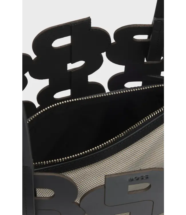 BOSS Sac cabas en cuir avec monogramme Double B et pochette intérieure