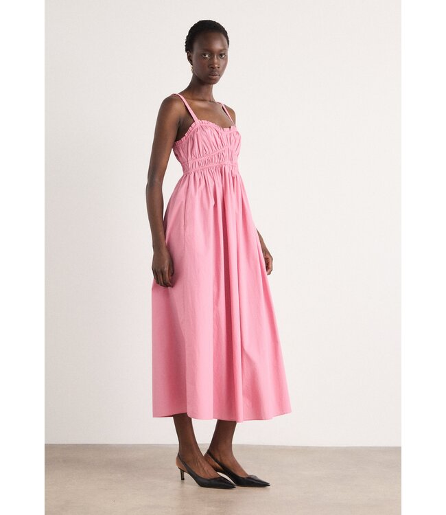 BOSS Cotton-poplin dress with ruched bodice