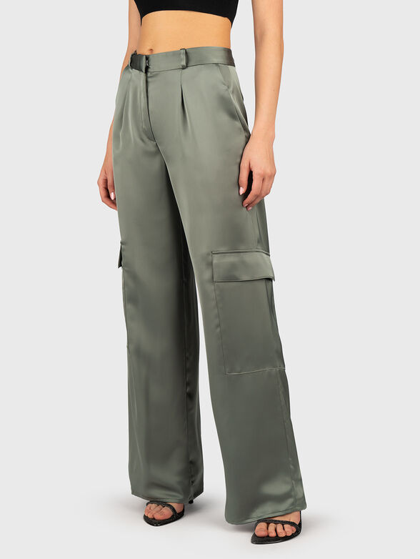 Relaxed-fit cargo trousers in satin
