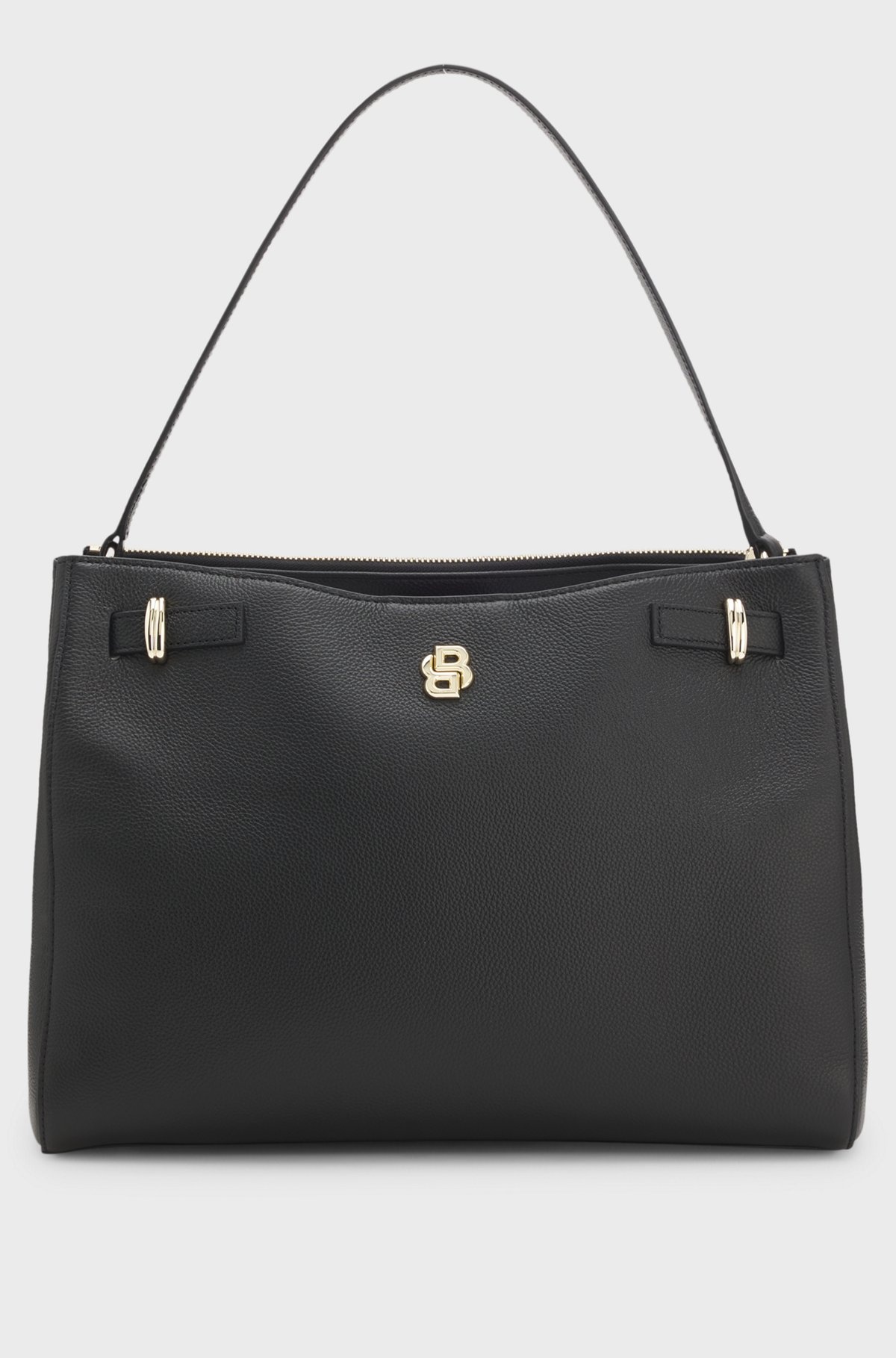 Leather tote bag with Double B monogram