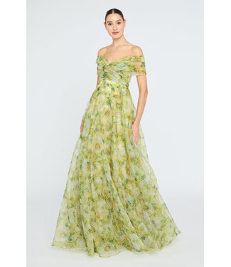 Theia Ryan Off Shoulder A Line Gown