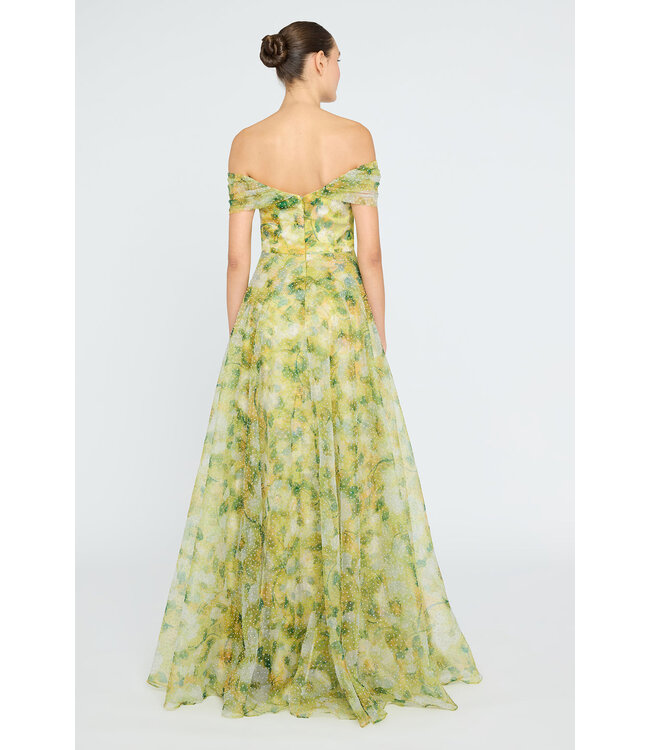 Theia Robe Ryan à épaules dénudées et coupe trapèze