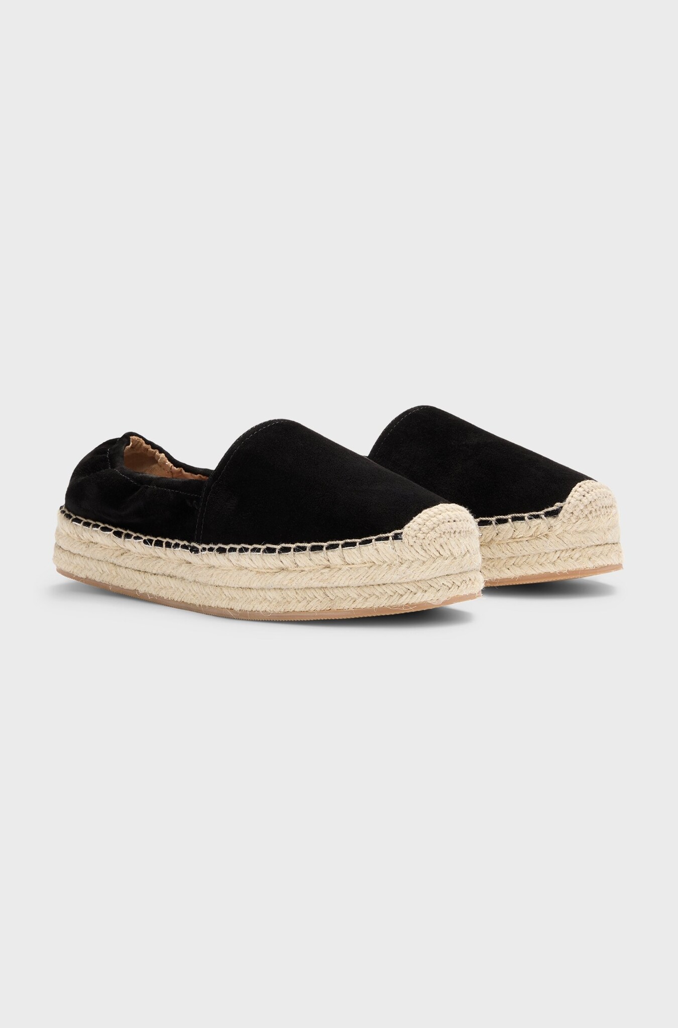 Suede espadrilles with elasticated heel
