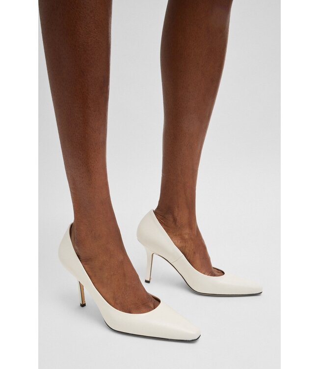 BOSS Escarpins en cuir avec bordure monogramme Double B