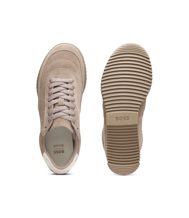 BOSS Suede trainers with leather backtab