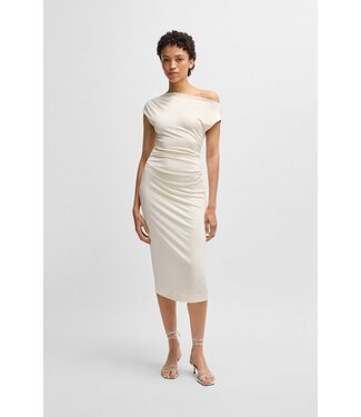 BOSS Stretch-jersey dress with off-the-shoulder neckline