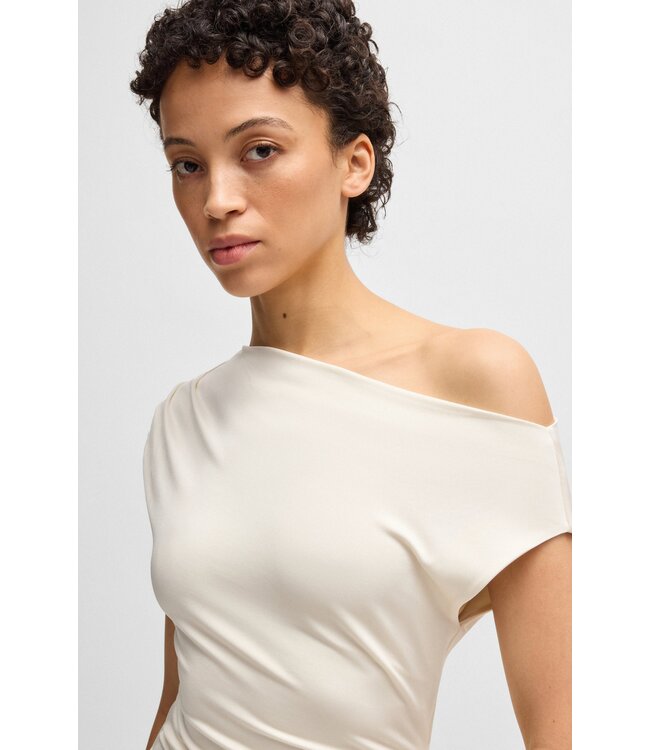 BOSS Stretch-jersey dress with off-the-shoulder neckline