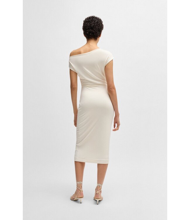 BOSS Stretch-jersey dress with off-the-shoulder neckline