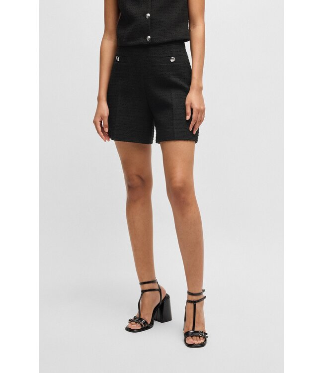 BOSS Bouclé shorts with stacked-logo buttons