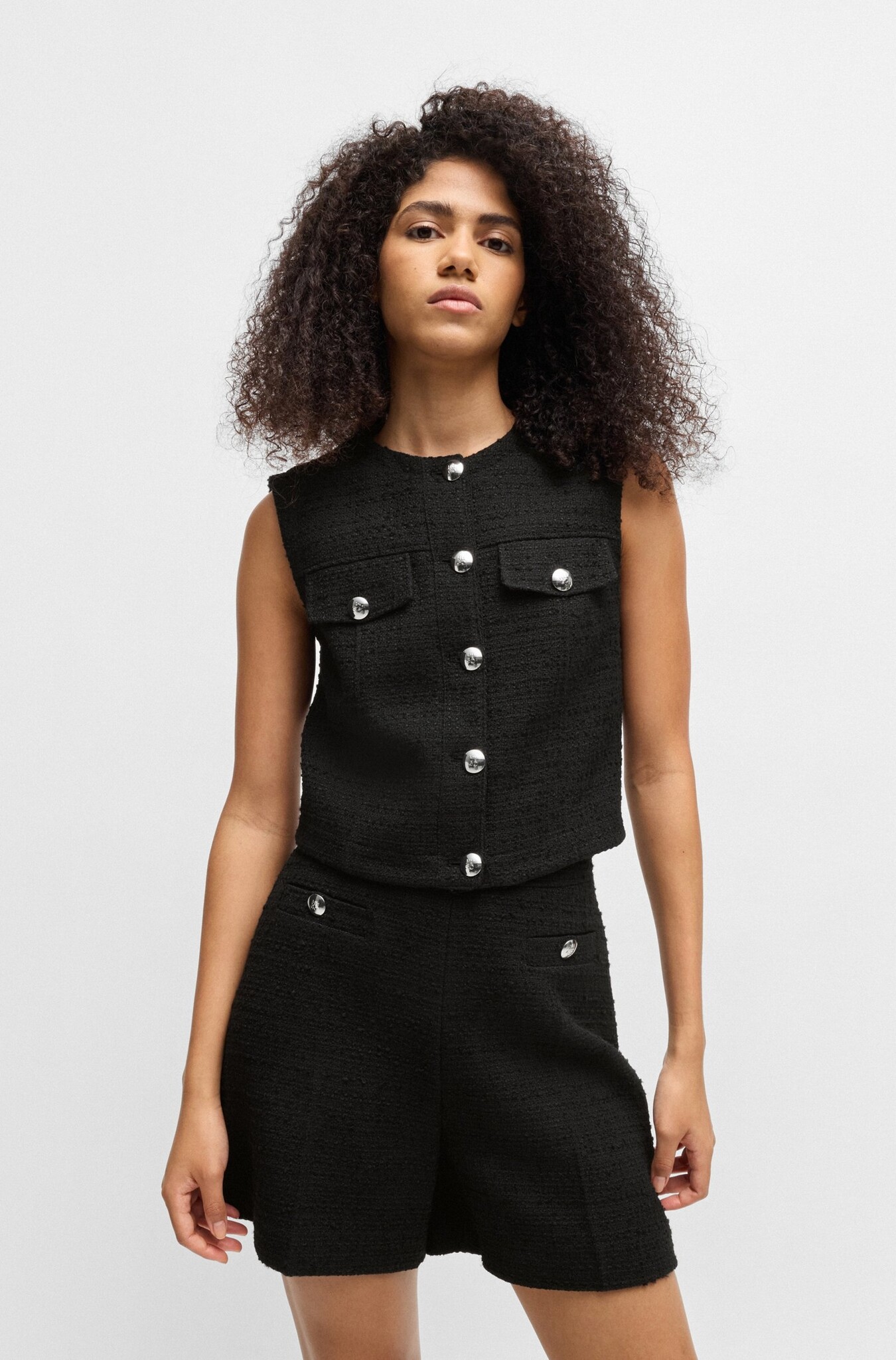 Regular-fit waistcoat in bouclé fabric