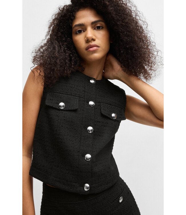 BOSS Regular-fit waistcoat in bouclé fabric