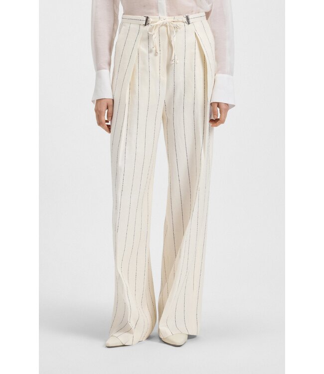 BOSS Pantalon de costume ample en bouclé de lin mélangé à rayures