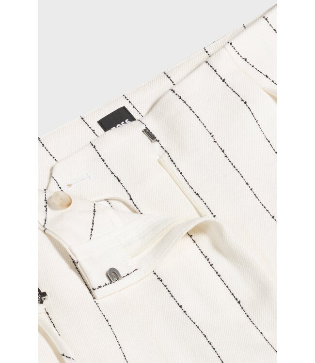 BOSS Pantalon de costume ample en bouclé de lin mélangé à rayures