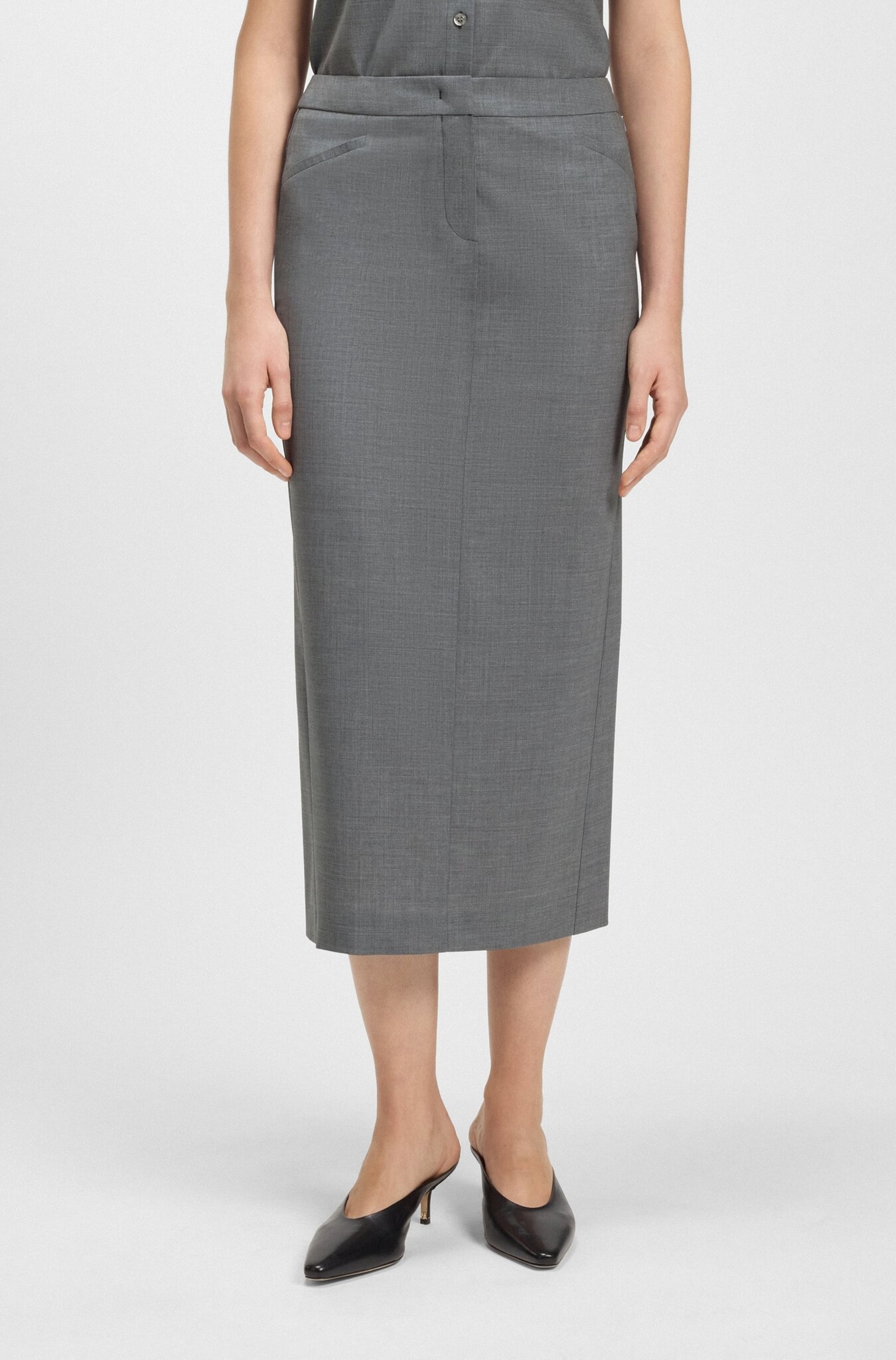 Pencil skirt in melange virgin wool