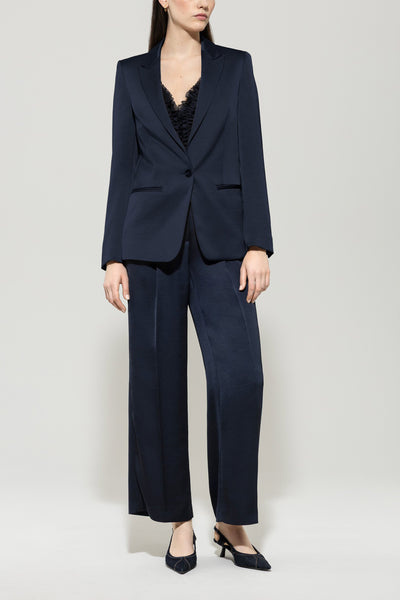 One-button silky blazer