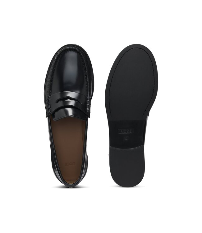 BOSS Mocassins Penny-trim en cuir brossé