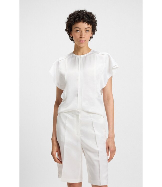 BOSS Frill-sleeve blouse with crochet-style trims