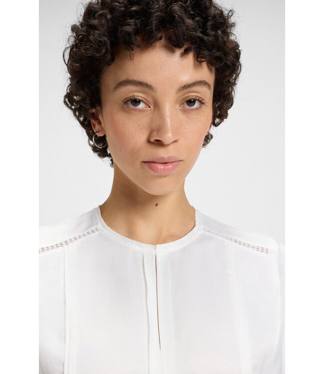 BOSS Blouse à manches à volants avec bordures style crochet