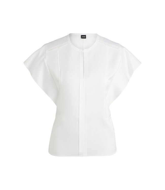 BOSS Frill-sleeve blouse with crochet-style trims