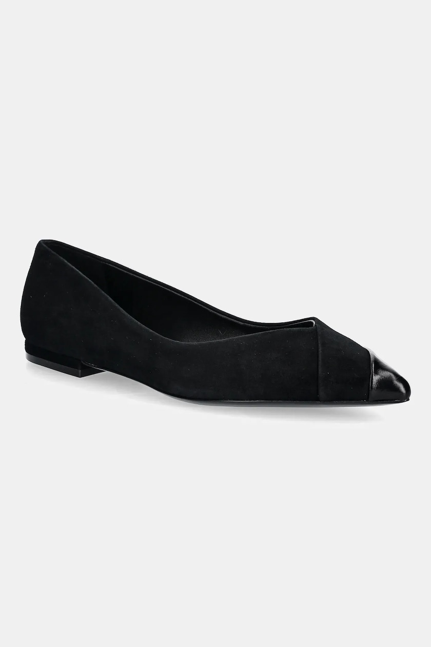 Suede and leather flats