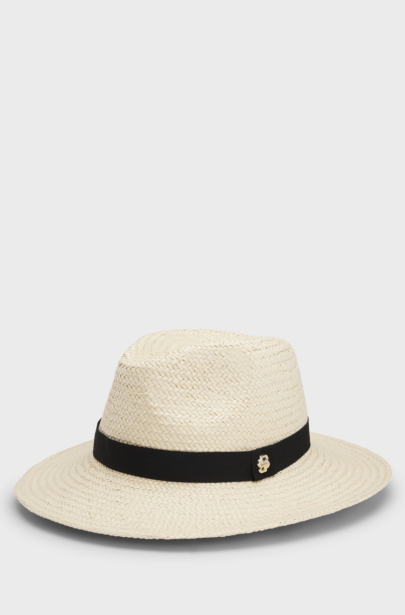 Raffia Panama hat with Double B monogram