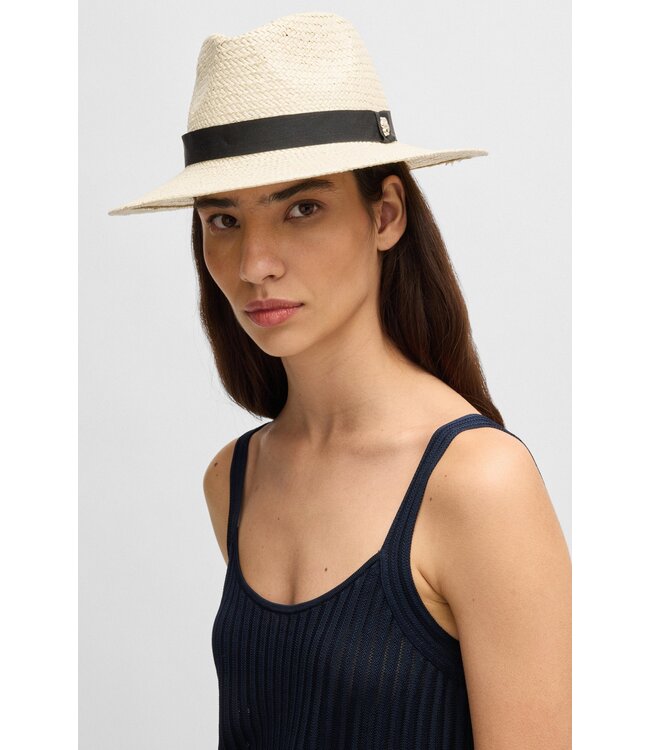 BOSS Raffia Panama hat with Double B monogram