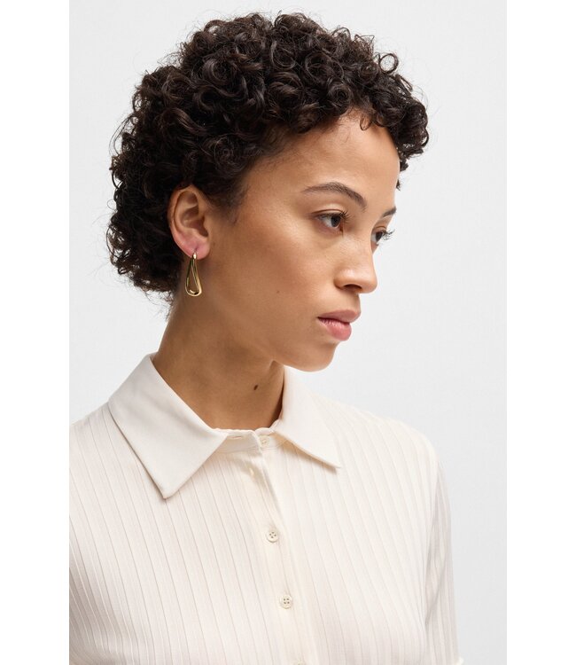 BOSS Ribbed polo-collar T-shirt with plain trims