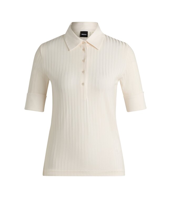 BOSS T-shirt à col polo côtelé avec bordures unies
