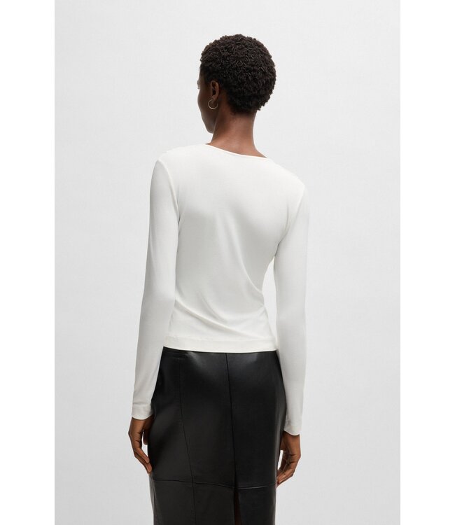 BOSS Twist-front top in stretch jersey