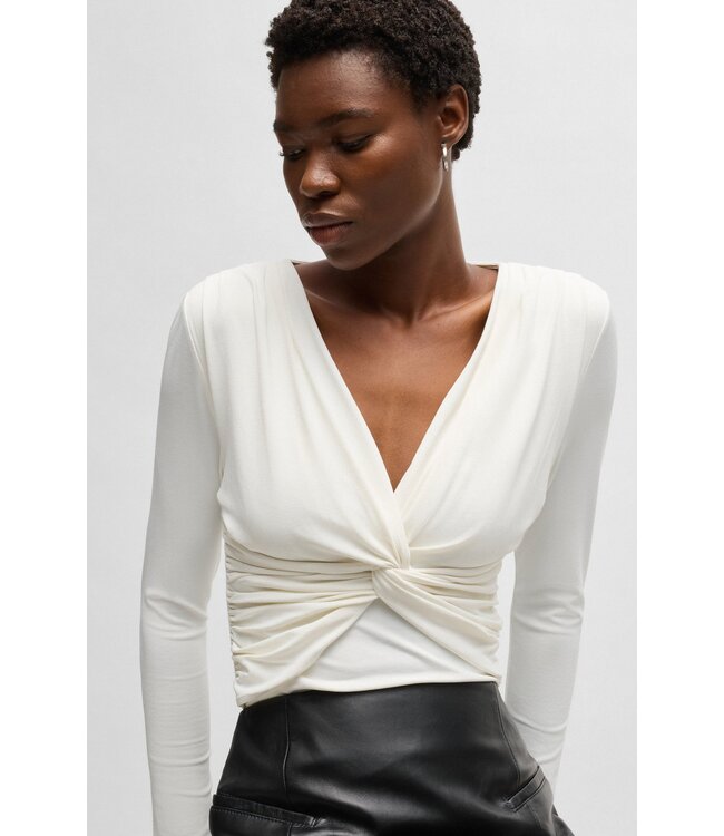 BOSS Twist-front top in stretch jersey