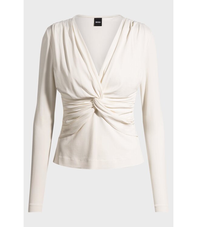 BOSS Twist-front top in stretch jersey