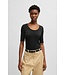 BOSS Scoop-neck T-shirt in ribbed stretch fabric
