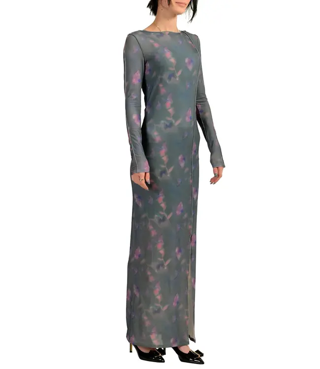 BOSS Robe longue moulante à manches longues en stretch « Narille »