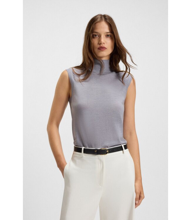 BOSS High-neck top in merino wool