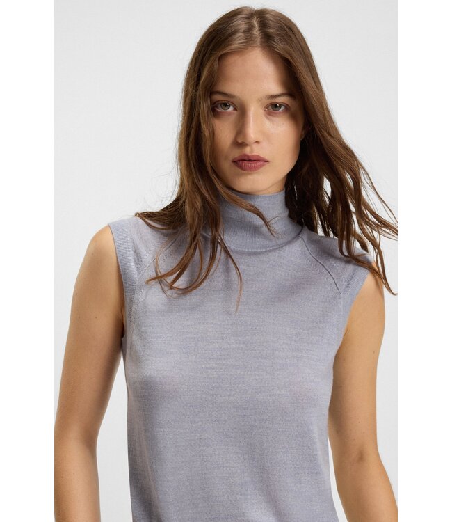 BOSS High-neck top in merino wool
