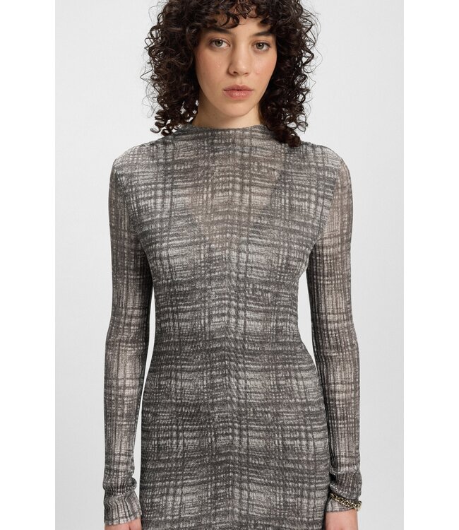 BOSS Plissé-tulle dress with modal lining