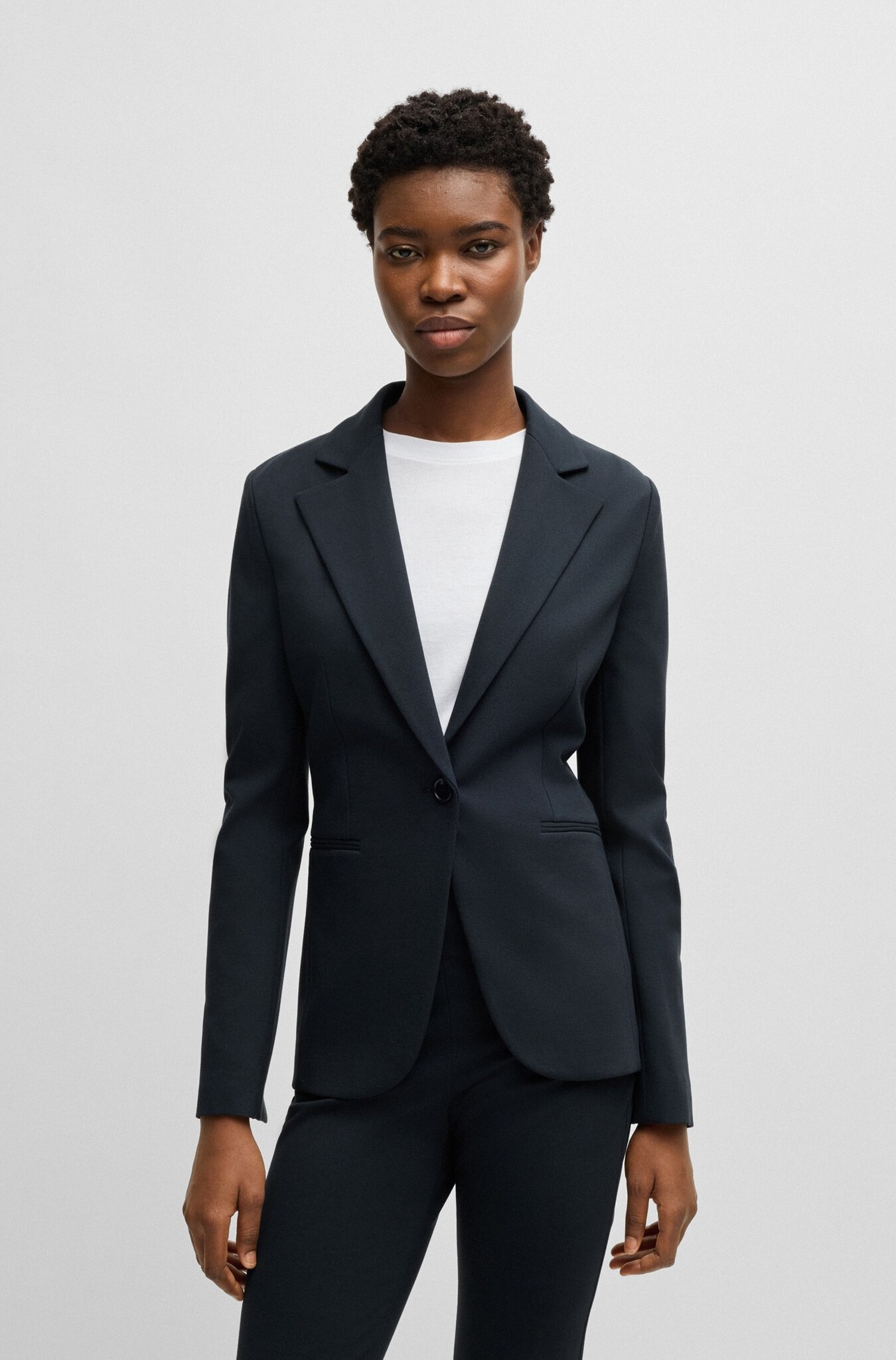 Fitted blazer in stretch jersey