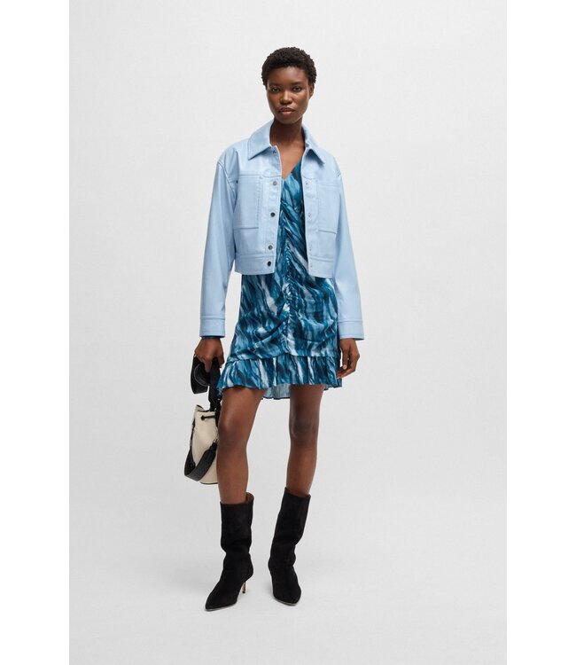 BOSS Patent faux-leather jacket with press-stud buttons