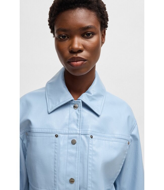 BOSS Veste en simili cuir verni avec boutons-pression