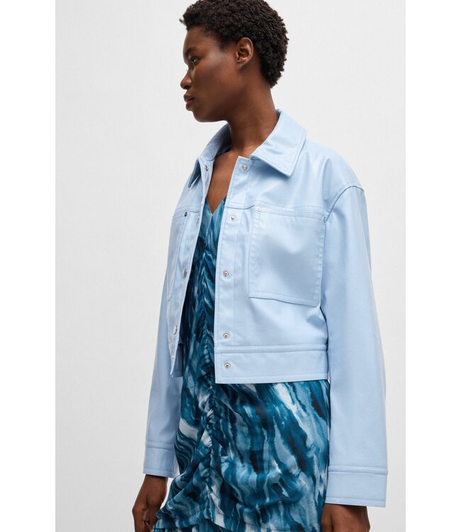 BOSS Veste en simili cuir verni avec boutons-pression