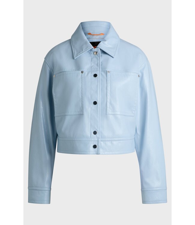 BOSS Veste en simili cuir verni avec boutons-pression