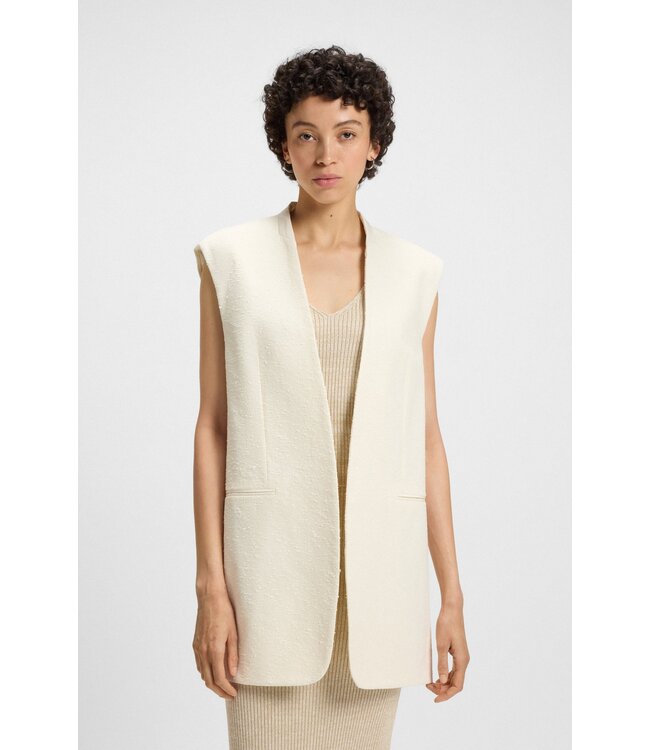 BOSS Relaxed-fit sleeveless blazer in Italian cotton-blend bouclé