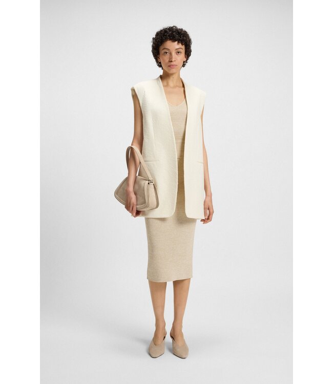 BOSS Relaxed-fit sleeveless blazer in Italian cotton-blend bouclé