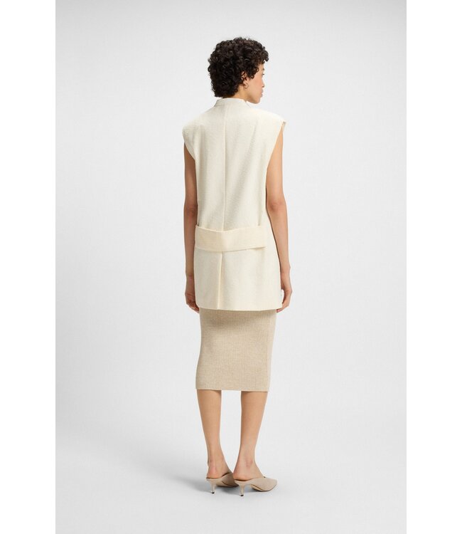 BOSS Relaxed-fit sleeveless blazer in Italian cotton-blend bouclé