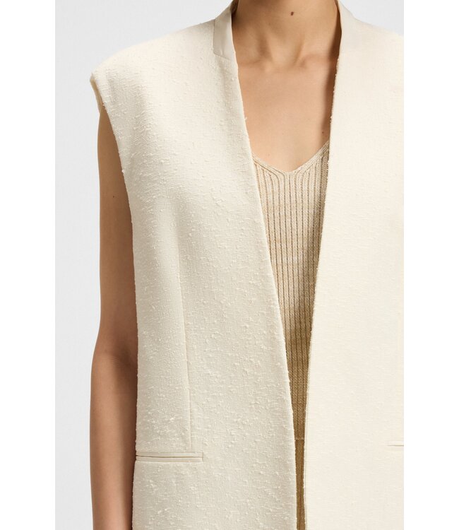 BOSS Relaxed-fit sleeveless blazer in Italian cotton-blend bouclé