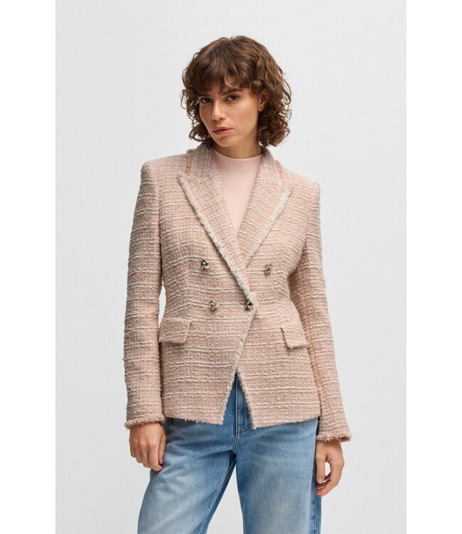 BOSS Slim-fit blazer in summery tweed