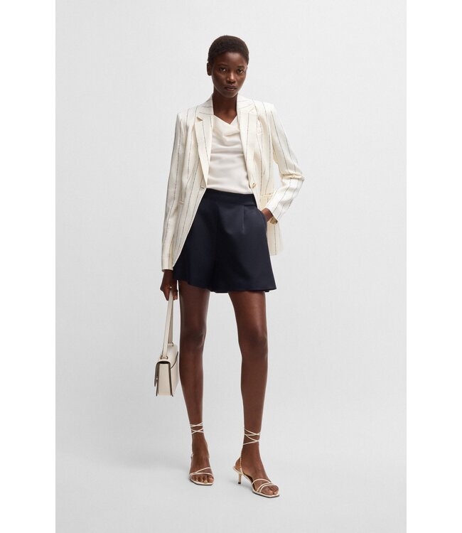 BOSS Slim-fit suit jacket in striped linen-blend bouclé