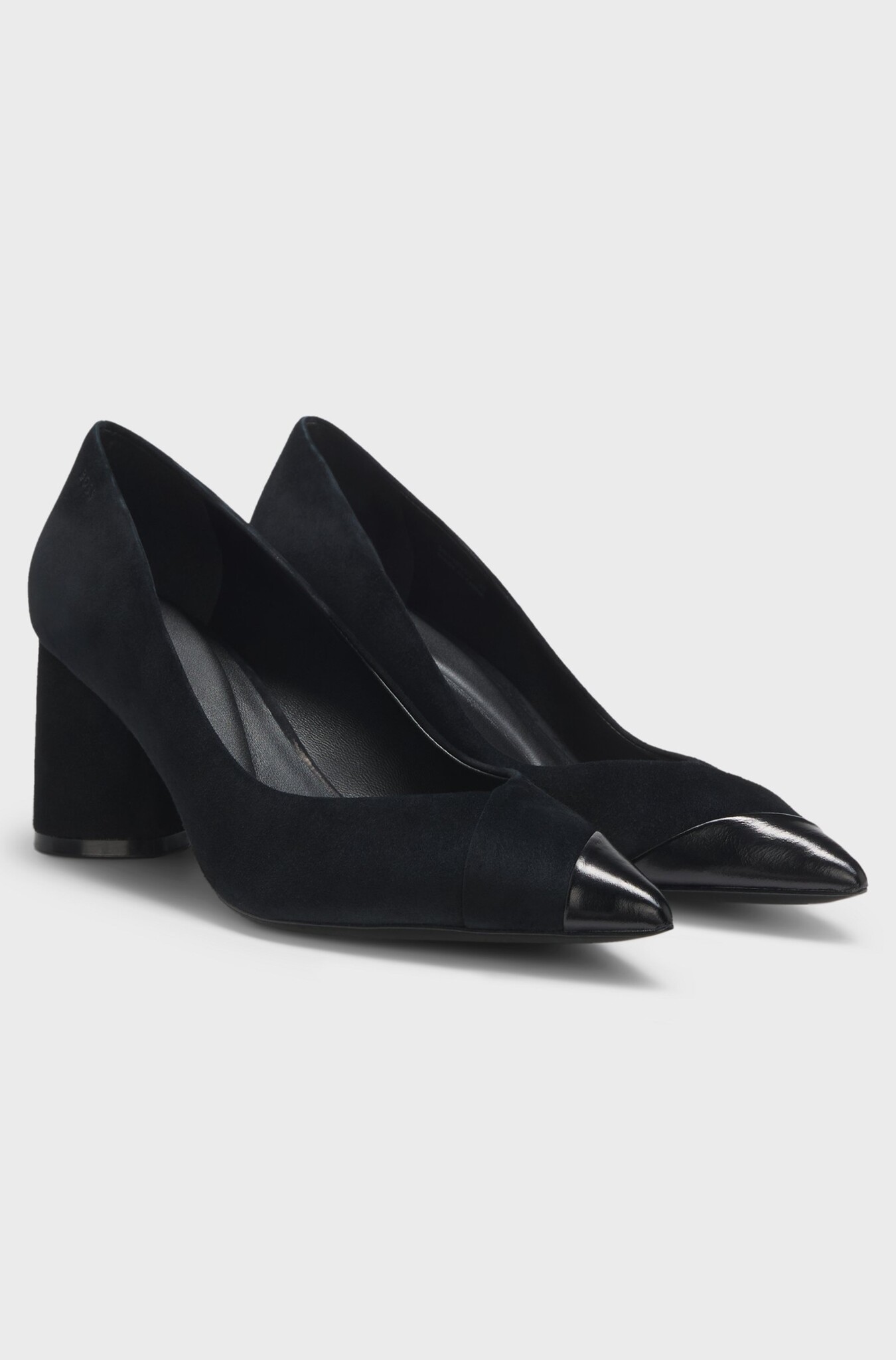 Suede pumps with leather toe