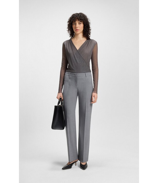 BOSS Wrap-front top in plissé tulle