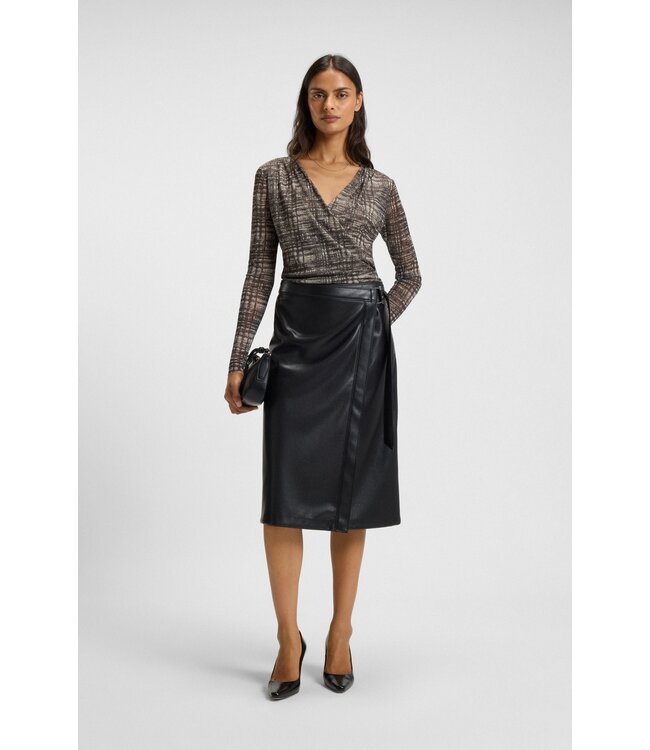 BOSS Wrap-front top in plissé tulle